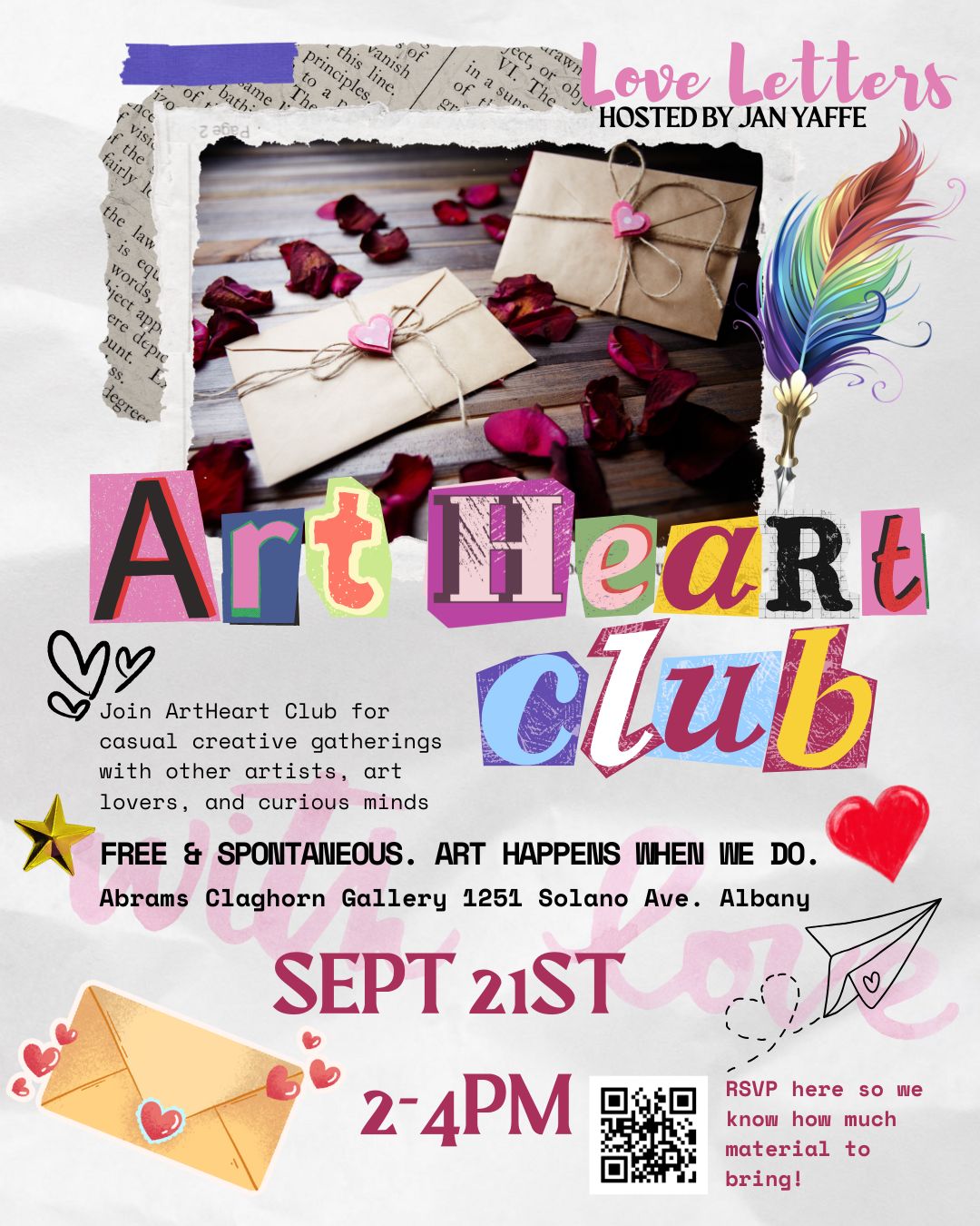 Art Heart Club Meetup - Love Letters - Sept 21st 2-4pm