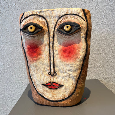 Daria Davydova - Silent Talks -  Large Painted Vase(green glaze inside)