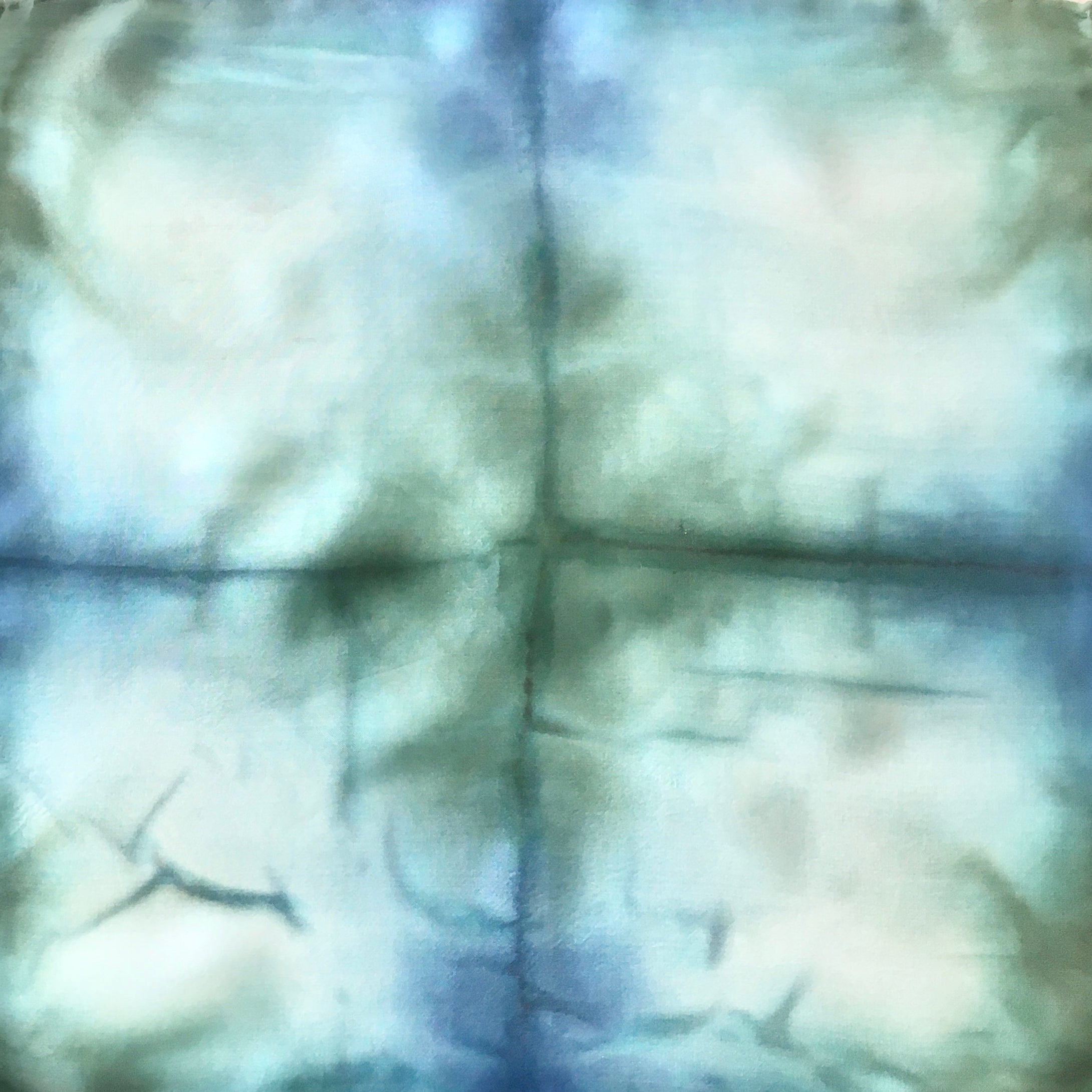 Scarf Spree: (S) Indigo & Green Square 11”x11” Silk Pocket Square