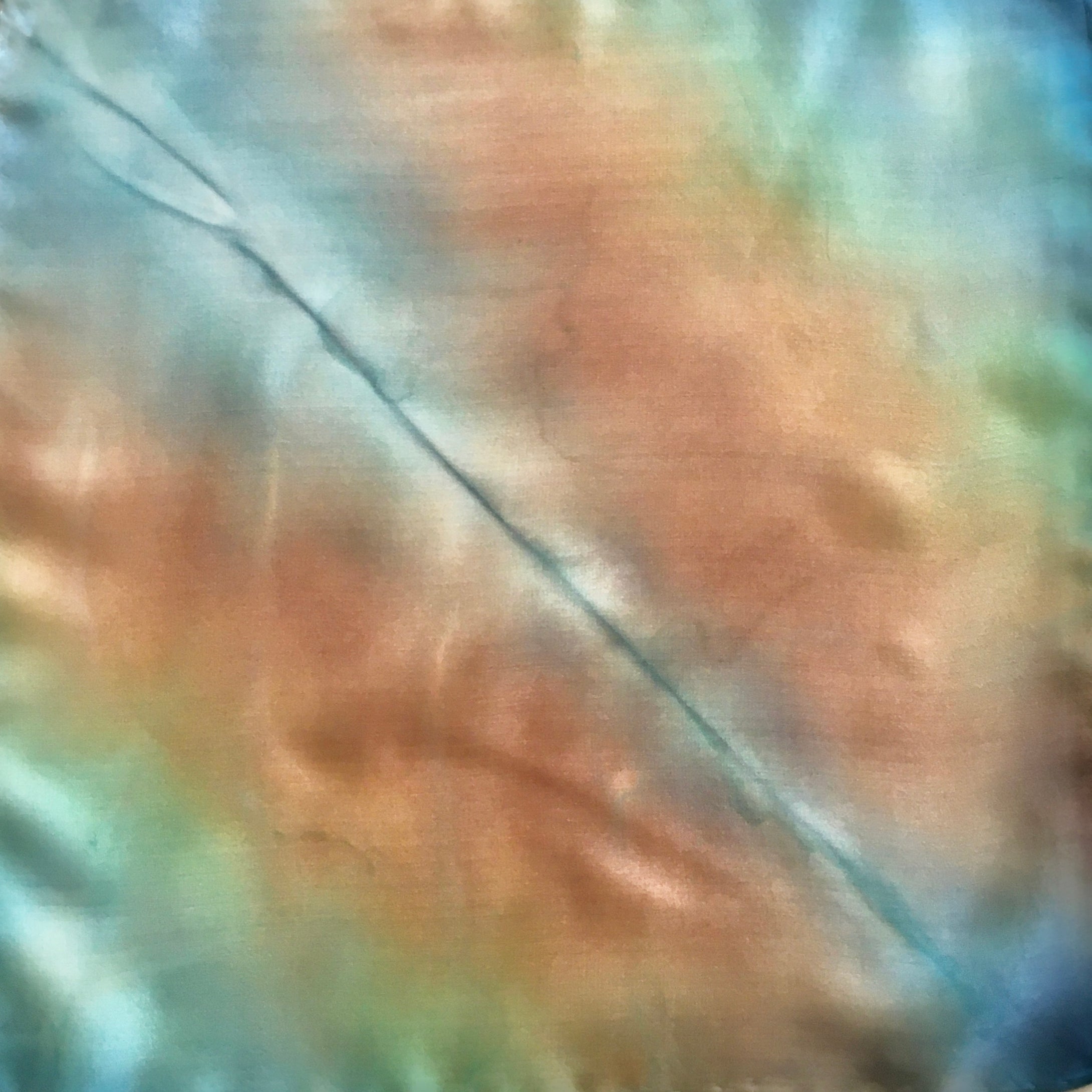 Scarf Spree: (S) Brown, Green & Blue Triangle 11”x11” Silk Pocket Square