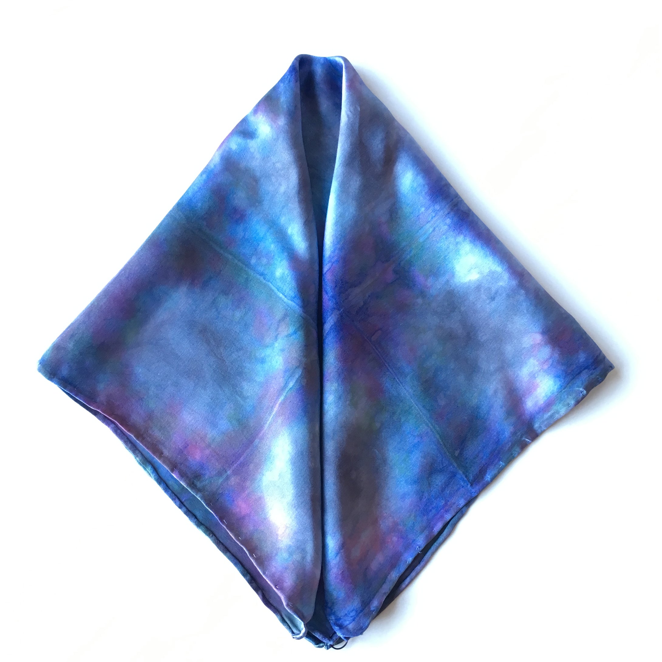 Scarf Spree: Blue Squared Charmeuse Pocket Square 17x17