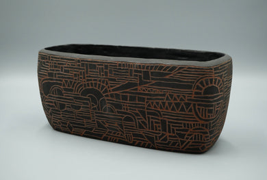 Ofra Fisher :  Black Sgraffito Planter Long