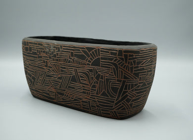 Ofra Fisher :  Black Sgraffito Planter Long 2