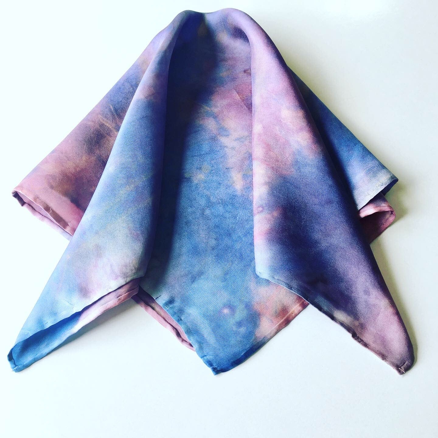 Scarf Spree: Hand Dyed Blue BlushTwill Pocket Square 17x17