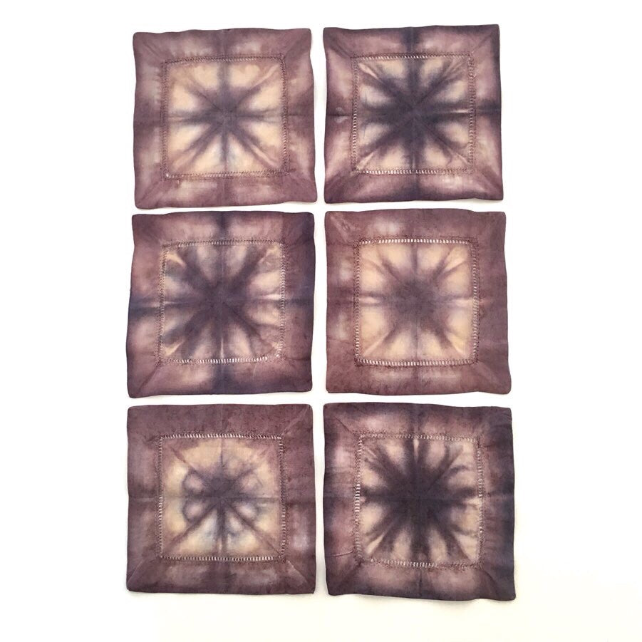 Scarf Spree: Maroon & Tan Linen Cocktail Napkin Coasters