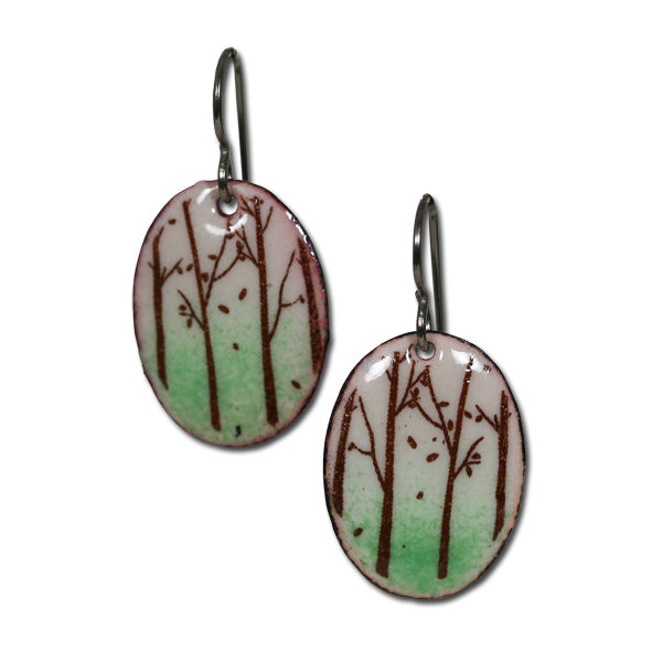Michele Dodge:(S) Oval Earrings - Forest