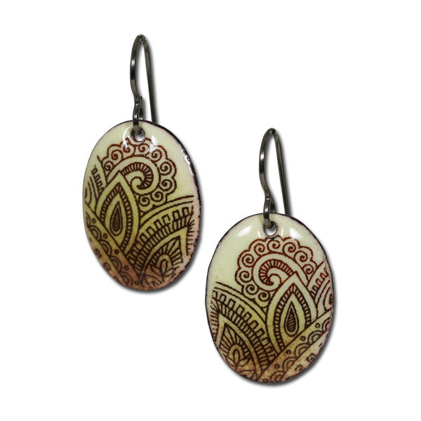 Michele Dodge:(S) Oval Earrings - Henna