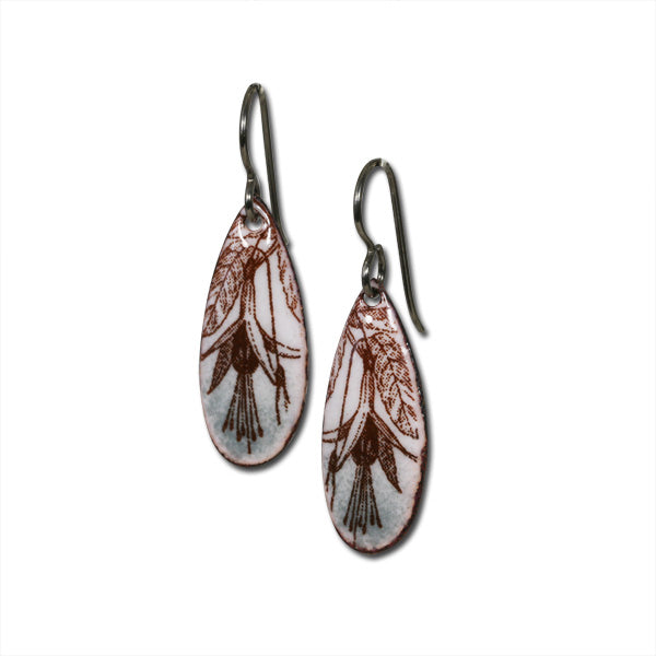 Michele Dodge:(S) Small Teardrop Earrings - Tropical flower