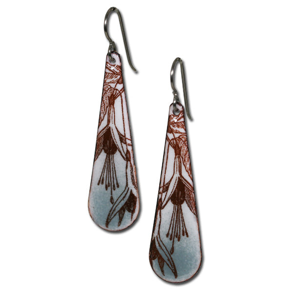 Michele Dodge:(S) Long Teardrop Earrings - Tropical Flower