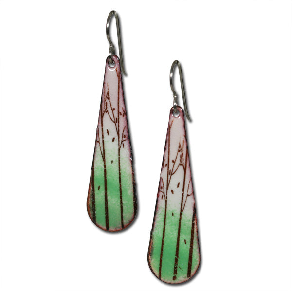 Michele Dodge:(S) Long Teardrop Earrings - Forest