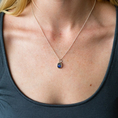 Corey Egan: (W) Oval Rose Cut Labradorite and Silver Theia Necklace
