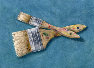 Jennifer Mazzucco - Paintbrushes on Teal (An ode to the artist’s tools)