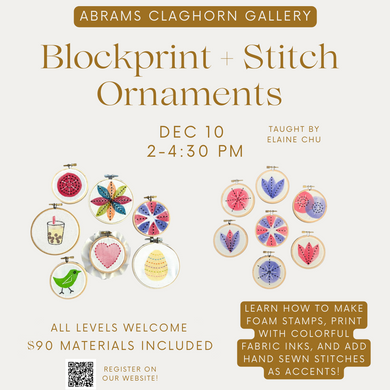 Blockprint + Stitch Ornaments Workshop | December 10