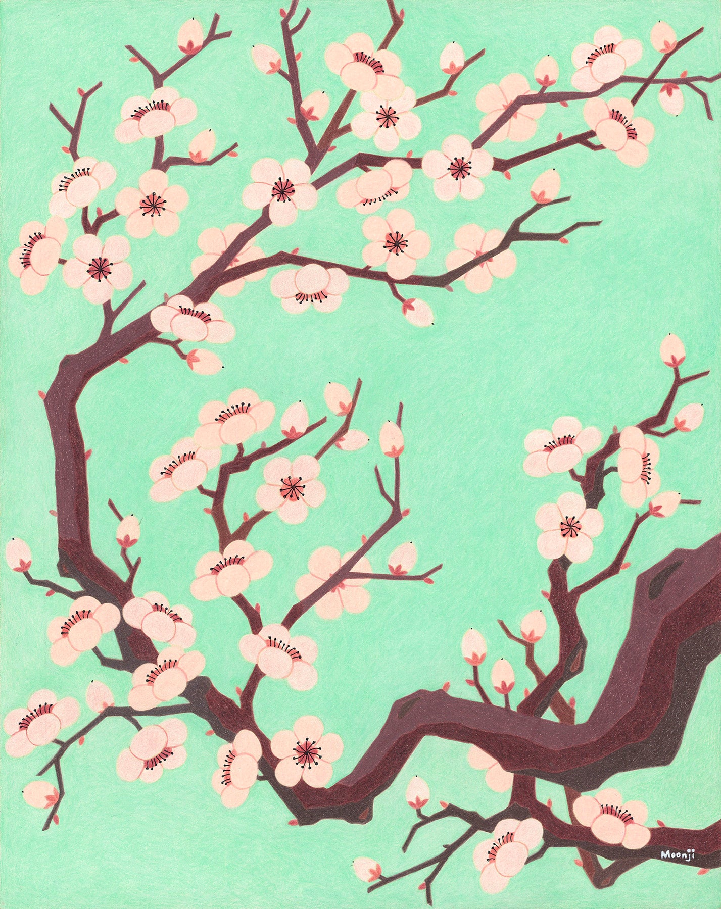 American Minhwa: Moonji L. Pickering: Cherry Blossoms, 2022