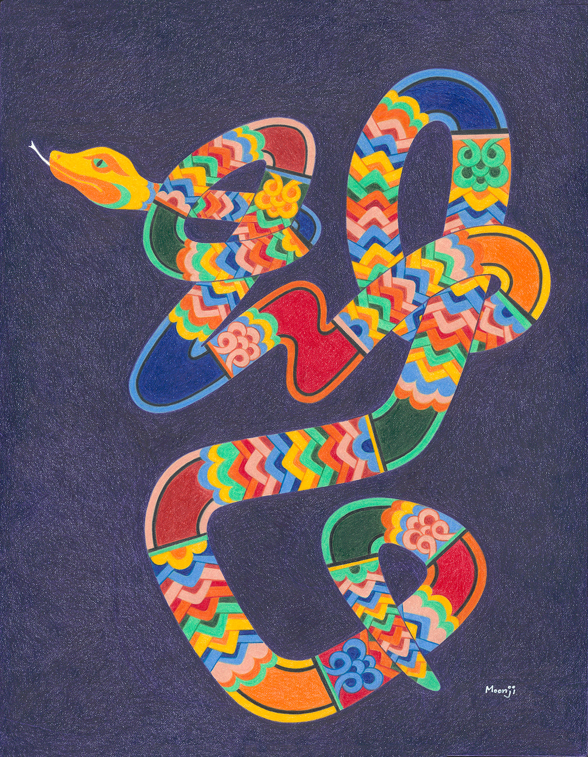 American Minhwa: Moonji L. Pickering: Dancheong Snake II, 2024