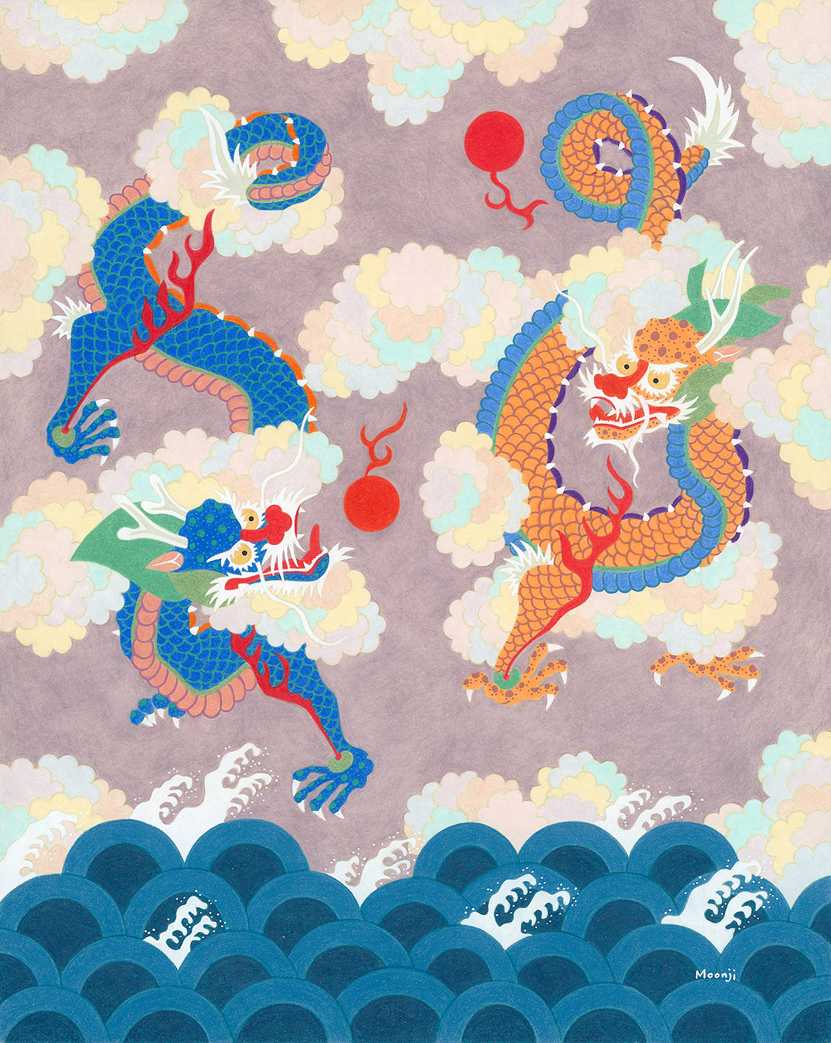 American Minhwa: Moonji L. Pickering: Dragons with Clouds, 2024
