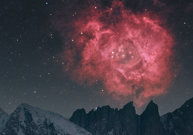 On Rose | Marsha Kirschbaum | Rosette Nebula Sets Over Mt. Whitney, California