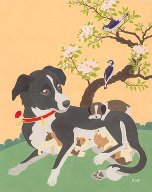 American Minhwa: Moonji L. Pickering: Mom and Puppies, 2024