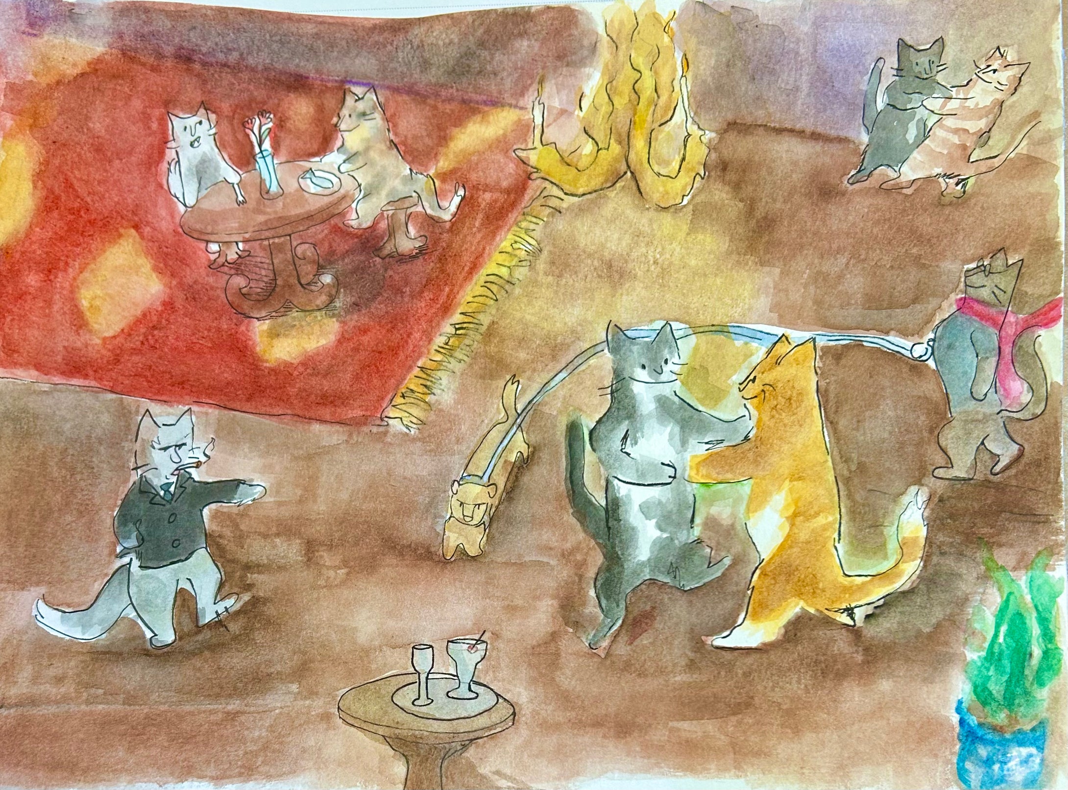 2026 Albany High School : Cat Ball Liam Sheen 9 x 12, watercolor NFS