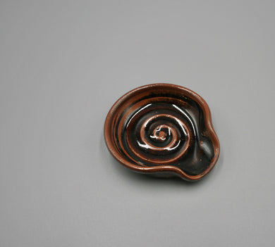 Papercut Pottery: Small Spoon Rest, Tenmoku