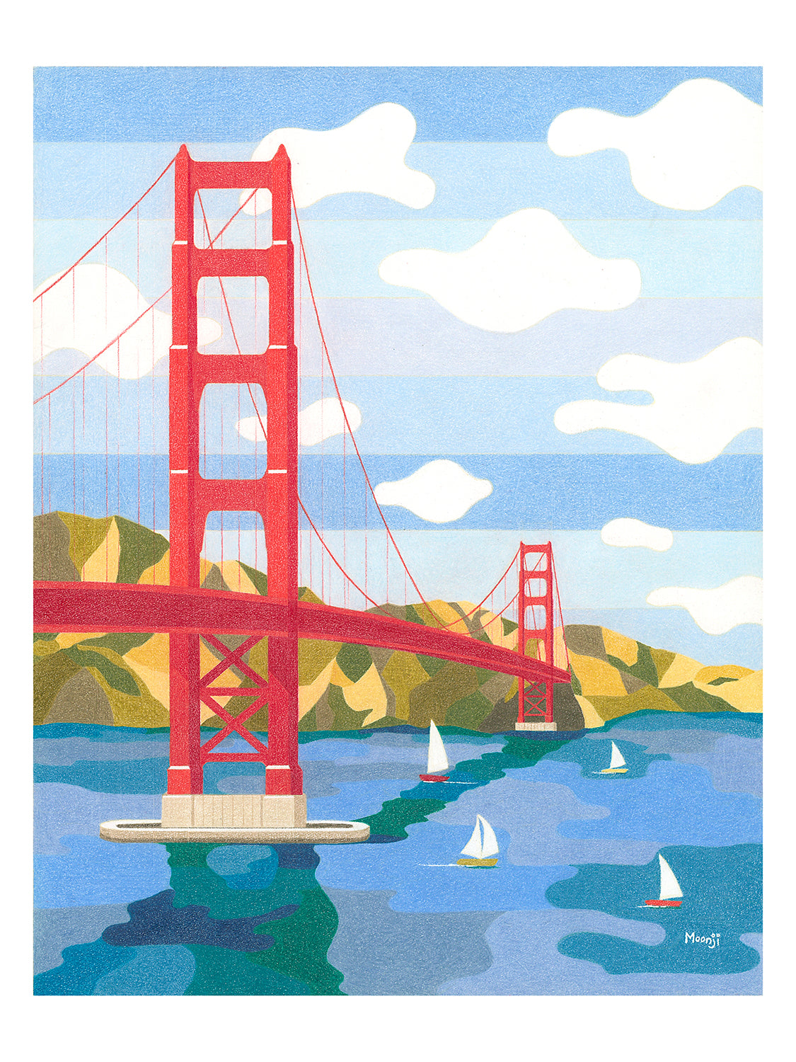 Moonji Pickering: Print - Golden Gate Bridge