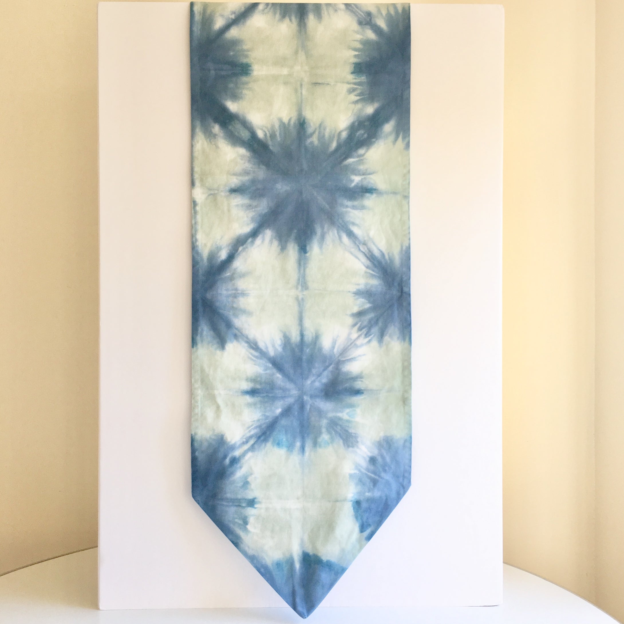 Scarf Spree: Hand Dyed Indigo & Mint Green Cotton Table Runner
