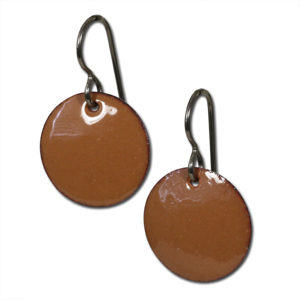 Michele Dodge:(S)Small Disc Earrings - Brown
